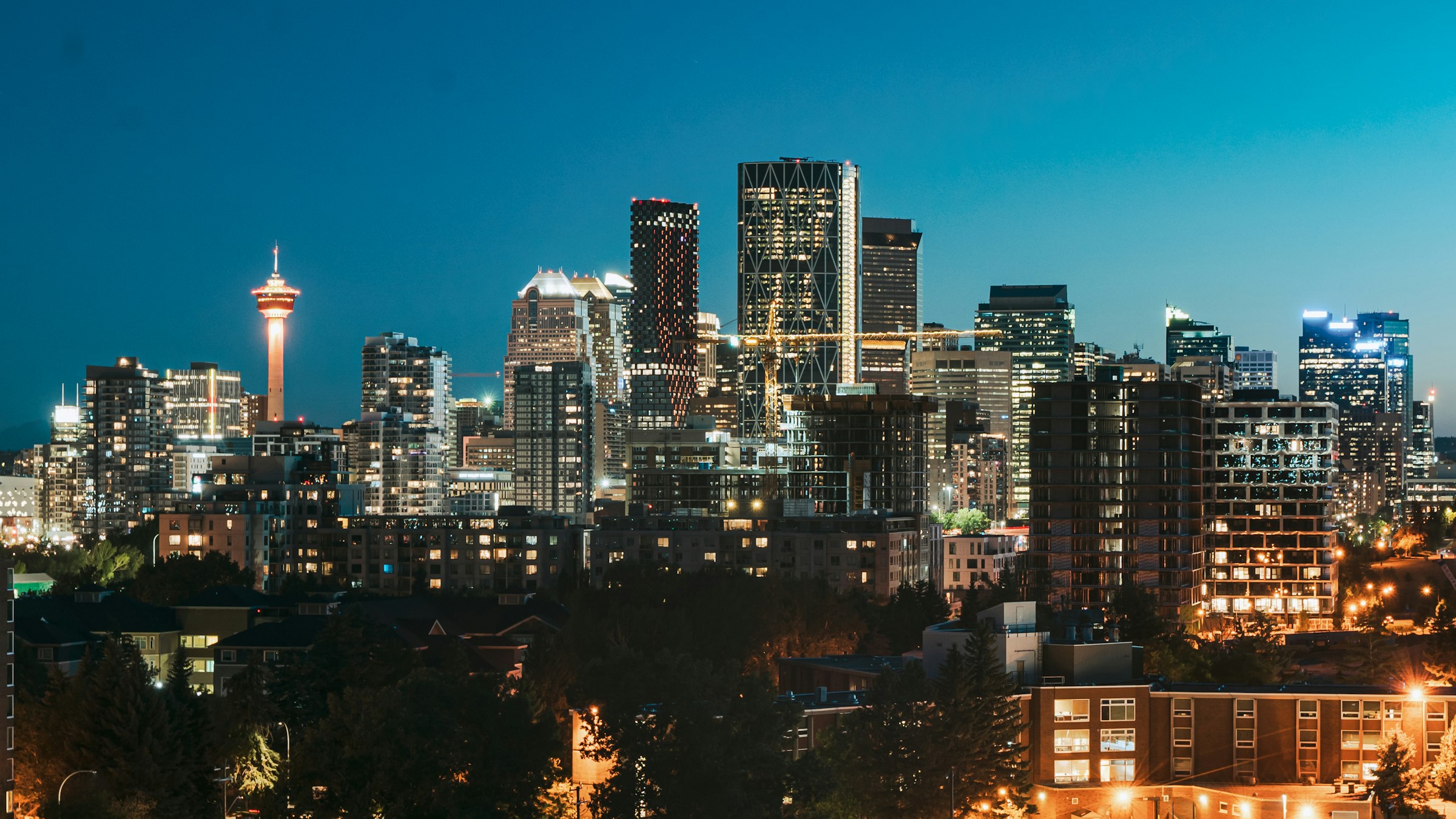 Calgary skyline at twilight